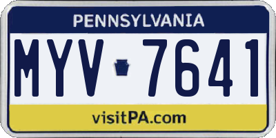 PA license plate MYV7641