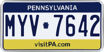 PA license plate MYV7642