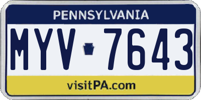 PA license plate MYV7643