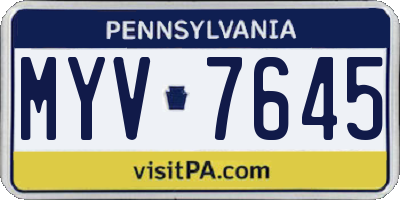 PA license plate MYV7645