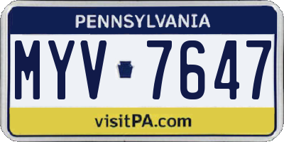 PA license plate MYV7647