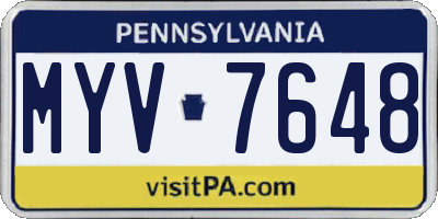 PA license plate MYV7648