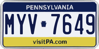 PA license plate MYV7649