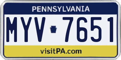 PA license plate MYV7651