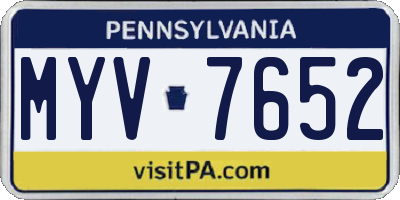 PA license plate MYV7652