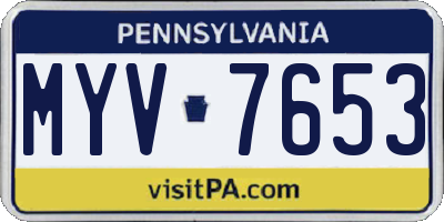 PA license plate MYV7653