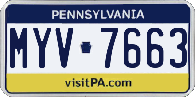 PA license plate MYV7663