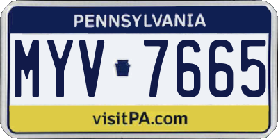 PA license plate MYV7665