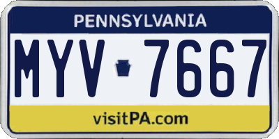 PA license plate MYV7667