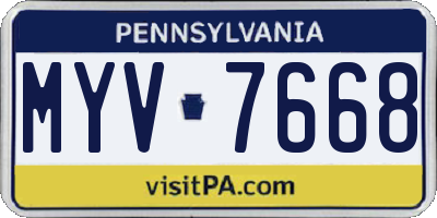 PA license plate MYV7668