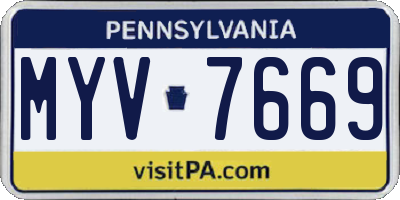 PA license plate MYV7669