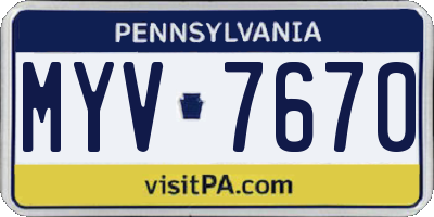 PA license plate MYV7670