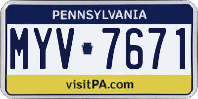 PA license plate MYV7671