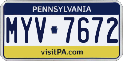 PA license plate MYV7672