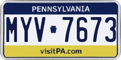 PA license plate MYV7673