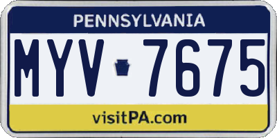 PA license plate MYV7675