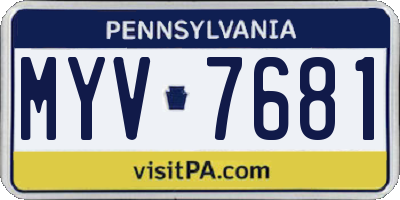 PA license plate MYV7681