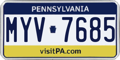 PA license plate MYV7685
