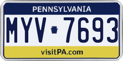 PA license plate MYV7693