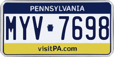 PA license plate MYV7698