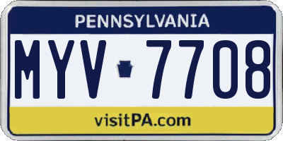 PA license plate MYV7708