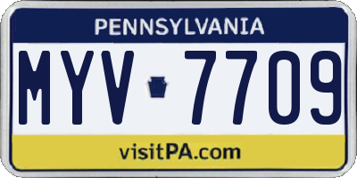 PA license plate MYV7709
