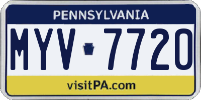 PA license plate MYV7720