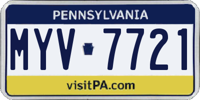 PA license plate MYV7721