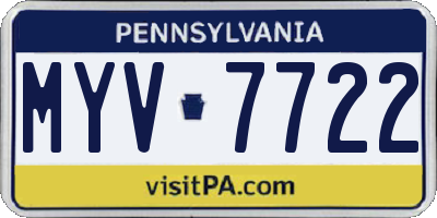 PA license plate MYV7722