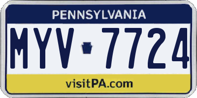 PA license plate MYV7724