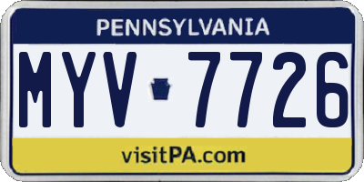 PA license plate MYV7726