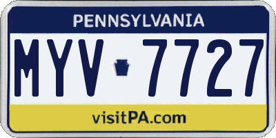 PA license plate MYV7727