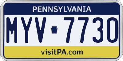 PA license plate MYV7730