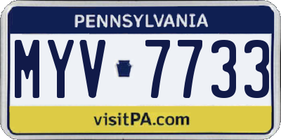 PA license plate MYV7733