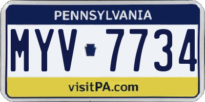 PA license plate MYV7734