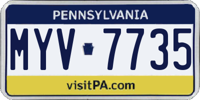 PA license plate MYV7735