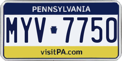 PA license plate MYV7750