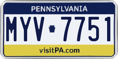 PA license plate MYV7751