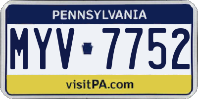 PA license plate MYV7752
