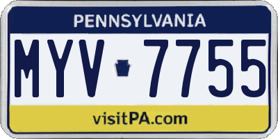 PA license plate MYV7755