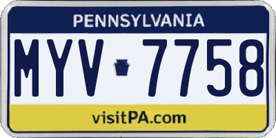 PA license plate MYV7758