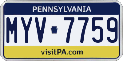 PA license plate MYV7759