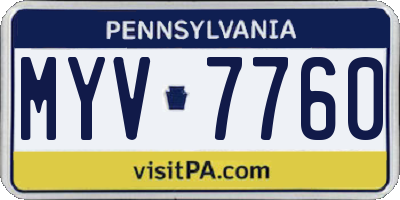 PA license plate MYV7760