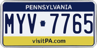PA license plate MYV7765