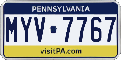 PA license plate MYV7767