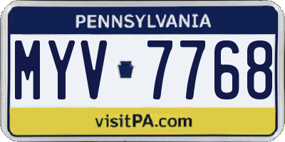 PA license plate MYV7768