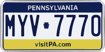 PA license plate MYV7770
