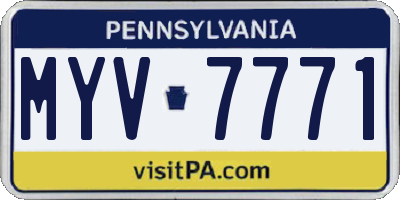 PA license plate MYV7771