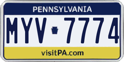 PA license plate MYV7774