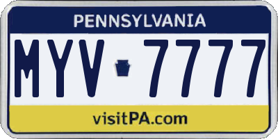 PA license plate MYV7777